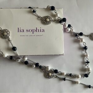Lia Sophia Elegant Black and White Beaded Necklace